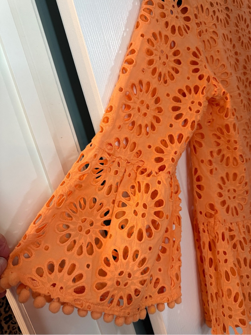 Lilly Pulitzer Orange Eyelet Peplum Blouse - Picture 5 of 7
